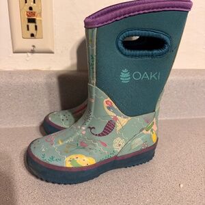 Oakiwear oaki Boots in Purple and Teal mermaid print outdoor school fun size 7 t